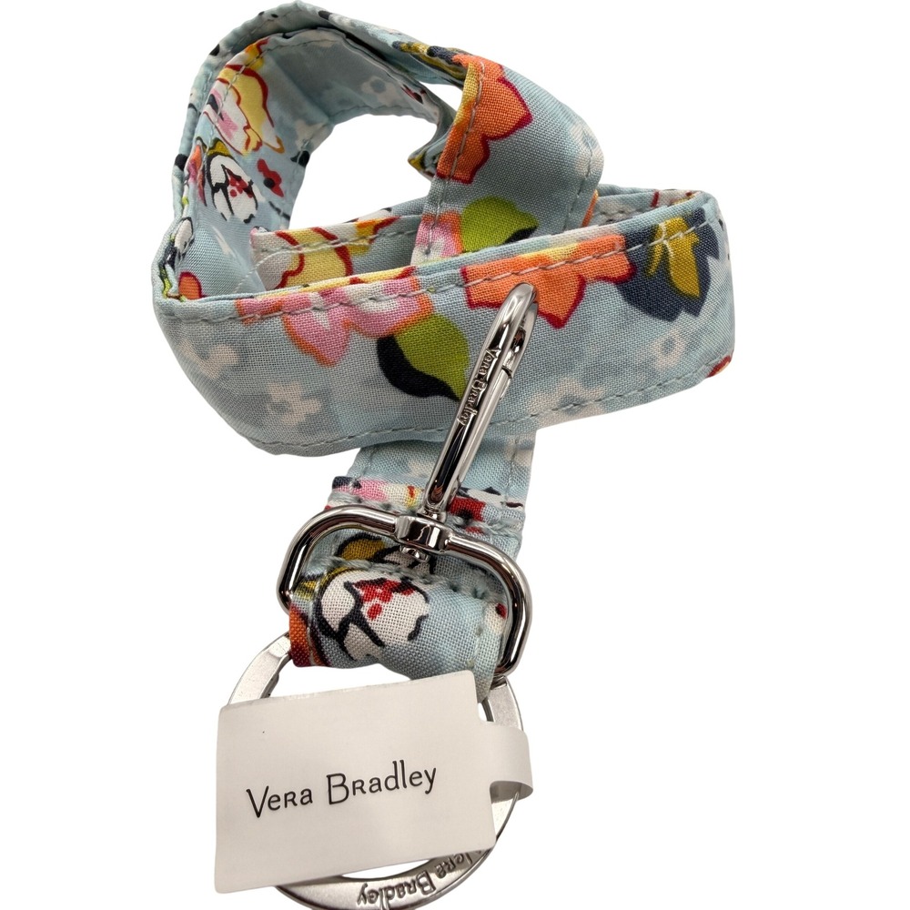 Vera Bradley Wide Lanyard Floating Garden Blue‎ Floral ID Keychain Travel Nurse